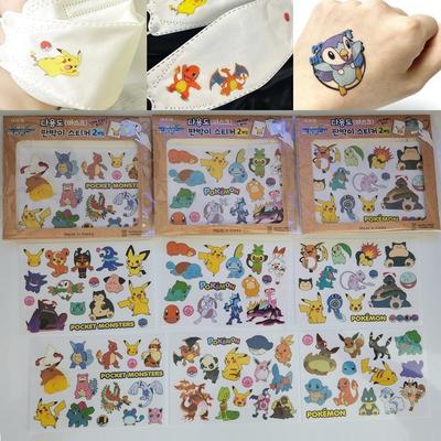 Tatuagem Original de Pokemon 6 tipos de adesivos de máscara, personagens de tatuagem idênticos para crianças, bebês, conjunto de 6, 1 peça