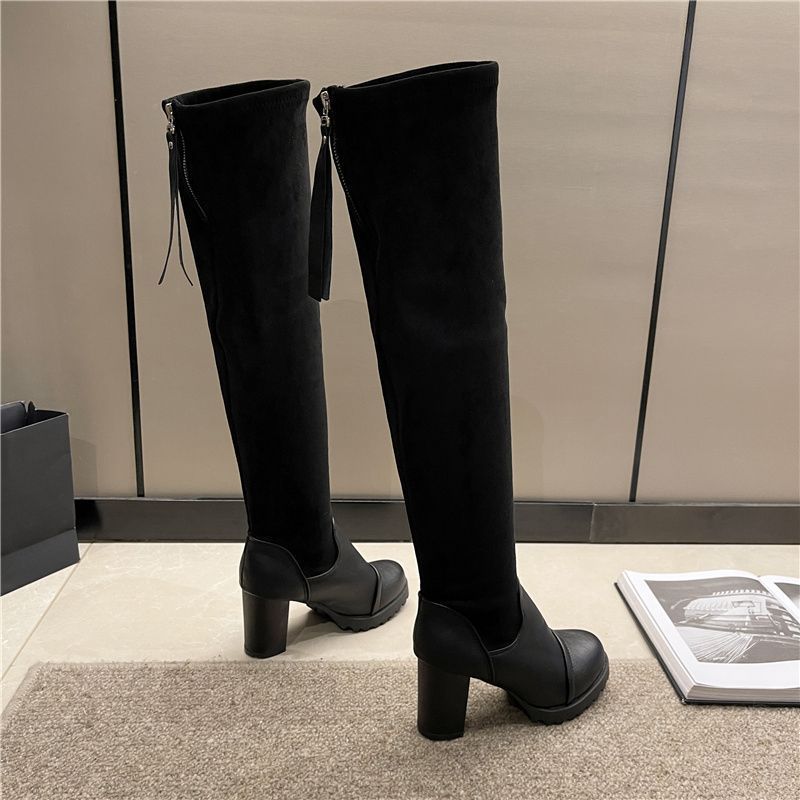 Overknee-Stiefel Kinder Herbst und Winter Internet-Berühmtheit dünne Stiefel dicker Absatz hohe dünne Stiefel Kinder