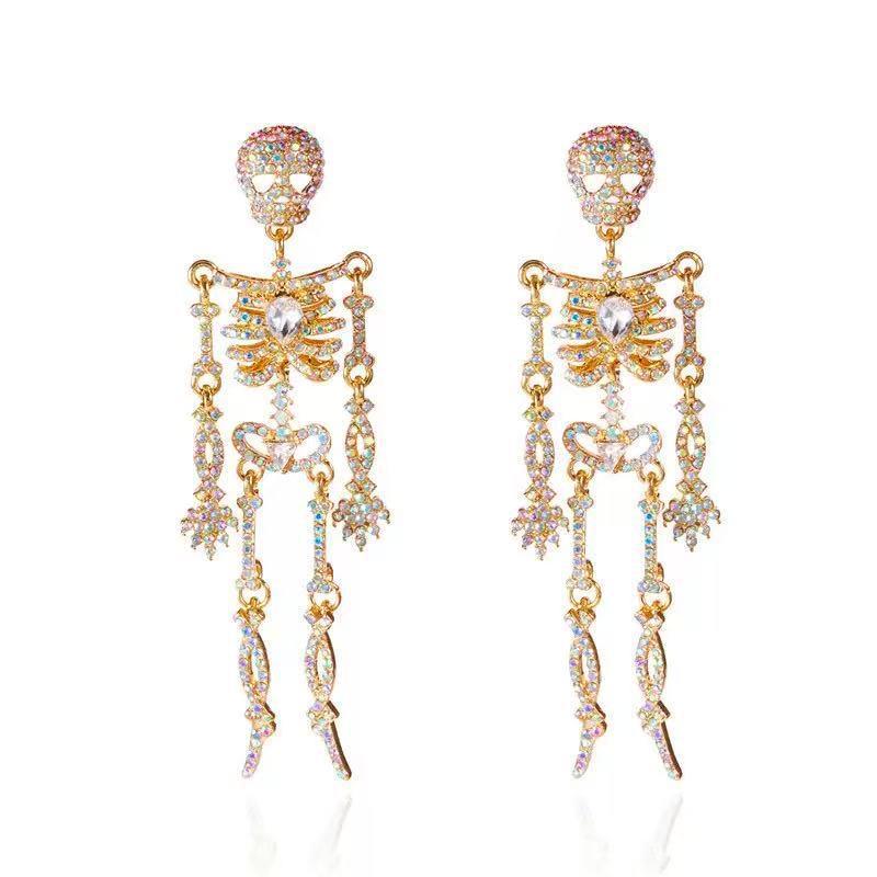 

Exaggerated Skull Skeleton Diamond Earrings for Women - Trendy Halloween Jewelry