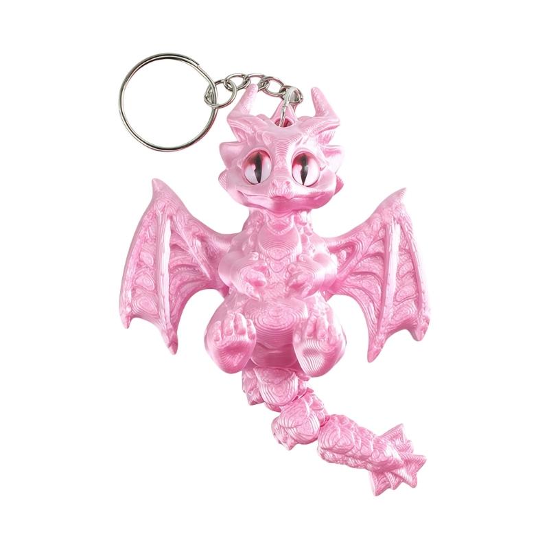 Unique 3D Printed Western Dragon Toy Keychain With Movable Joints For Play And Display Keyring Accessories