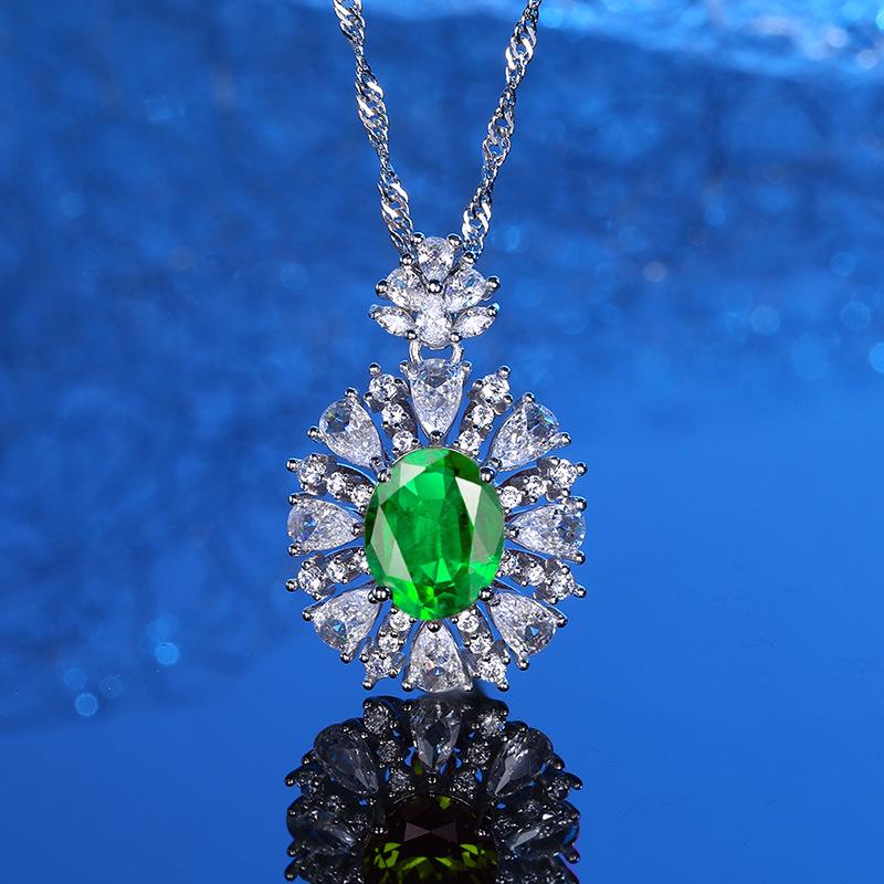 European Style S925 Sterling Silver Multicolor Pendant Necklace with 5A Full Diamond for Women