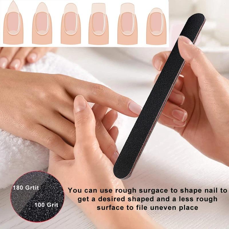 10pcs Nailfile Professional Nail Buffer Black Sandpaper Strong Straight Lime Angle 100/180 Buffing Sanding Files Tool Nail Files