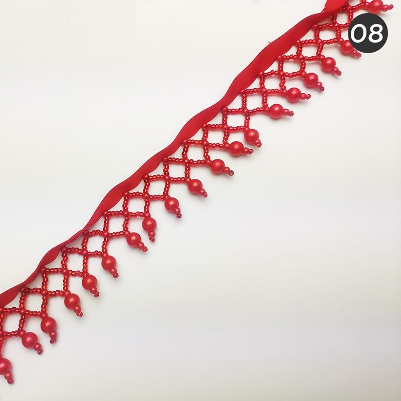 1 Yard Handmade Tassel Lace Trim Imitation Pearl Beaded Fringe For DIY Stage Dress Curtain Wedding Jewelry Upholstery Crafts