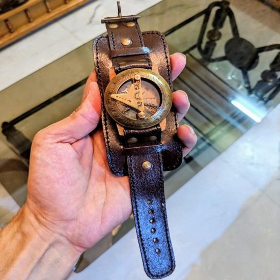 Bracelet for Men , Christmas Gift, Wrist Compass Engraved, Sundial, Gift for Men