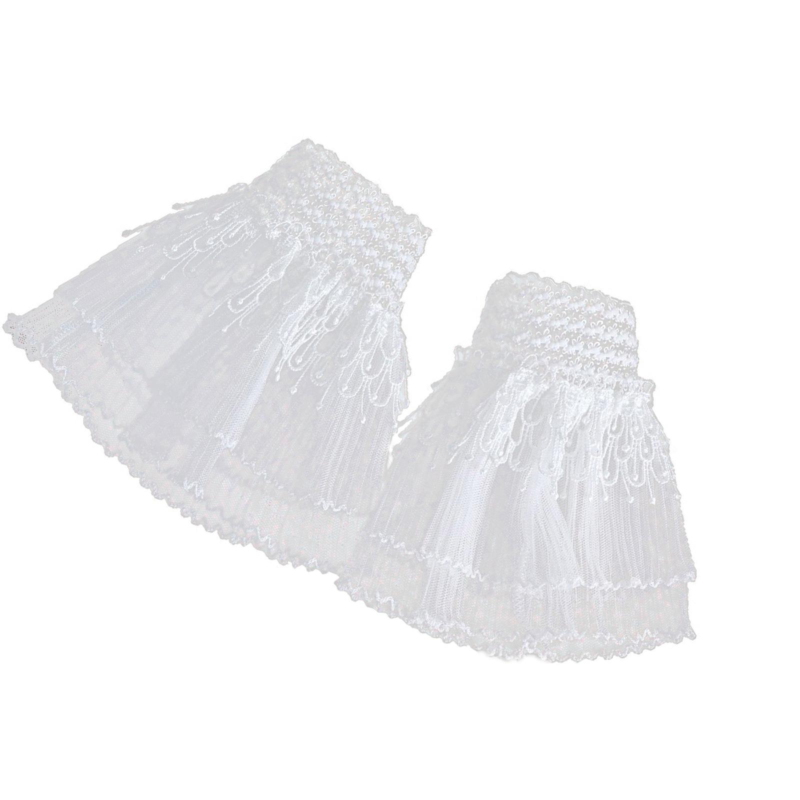 

Вышивка Кружево Цветок Нарукавники Двухслойные Манжеты Декоративный Рукав для Женщин Обновление Формального и Повседневного Наряда белый