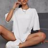 Women Oversized Crew Neck Short Sleeve T Shirt Solid Color Loose Casual Basic Tee