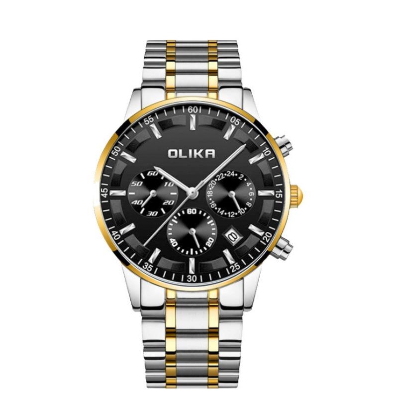 Neue Topmarke Herrenuhr Multifunktional Business Quarz Mode Wasserdicht Massives Stahlband Leuchtende Armbanduhr