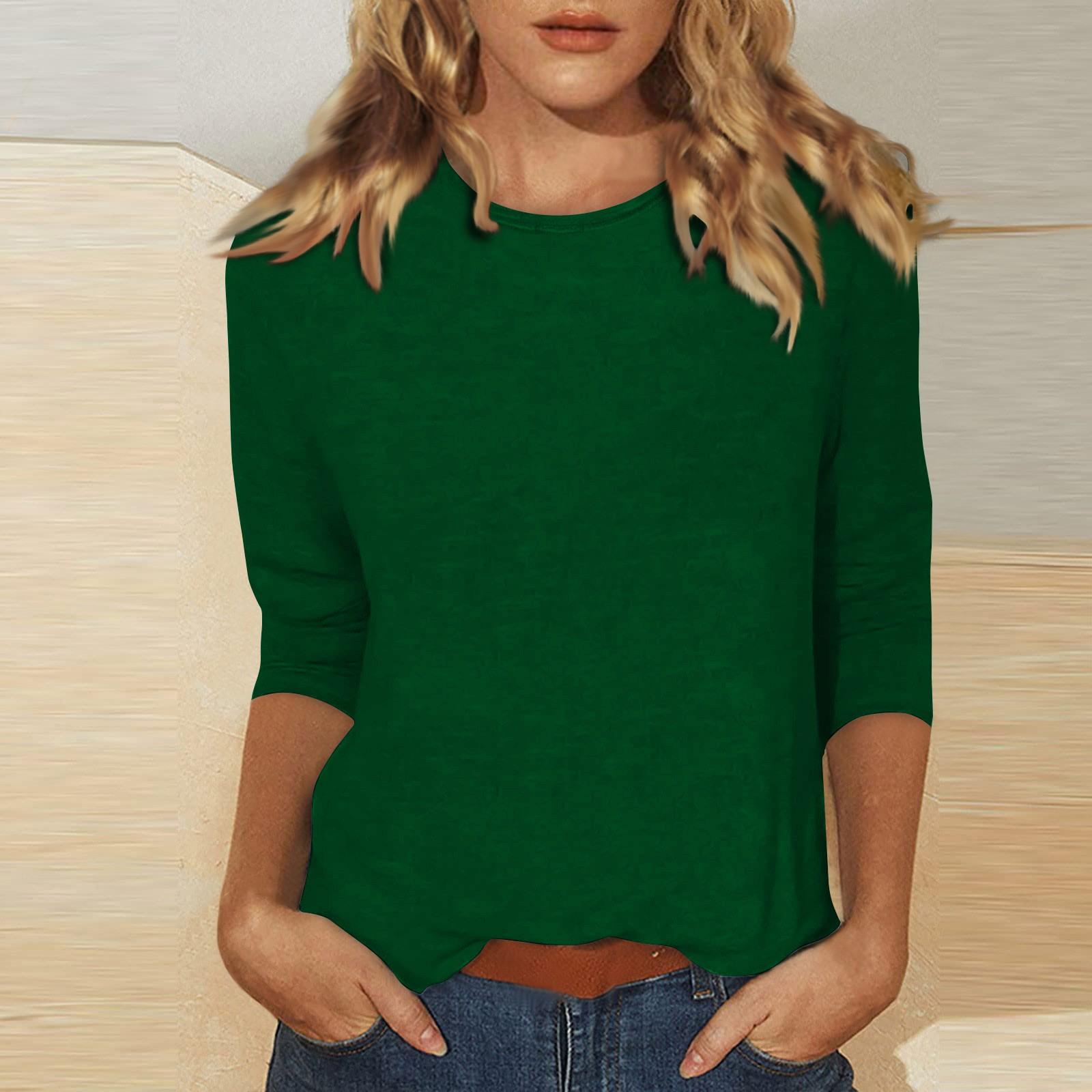 

Женский модный повседневный универсальный повседневный топ с круглым вырезом и рукавами три четверти с принтом M