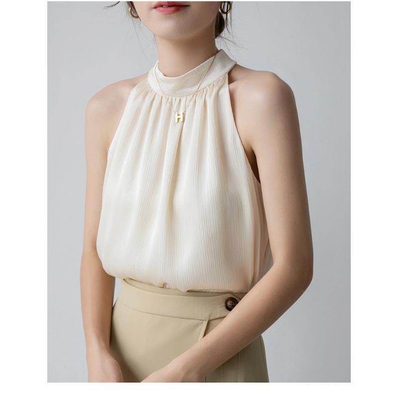 

Жилет без рукавов с бретелькой Design Sense, маленький женский летний темпераментный тонкий сексуальный шикарный топ с лямкой на бретельках с открытыми плечами S абрикосовый