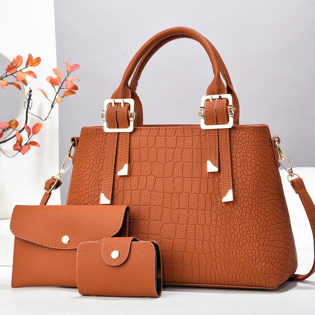 Stylish New Stone Pattern Three Piece Handbag Set With High Capacity For Everyday Use