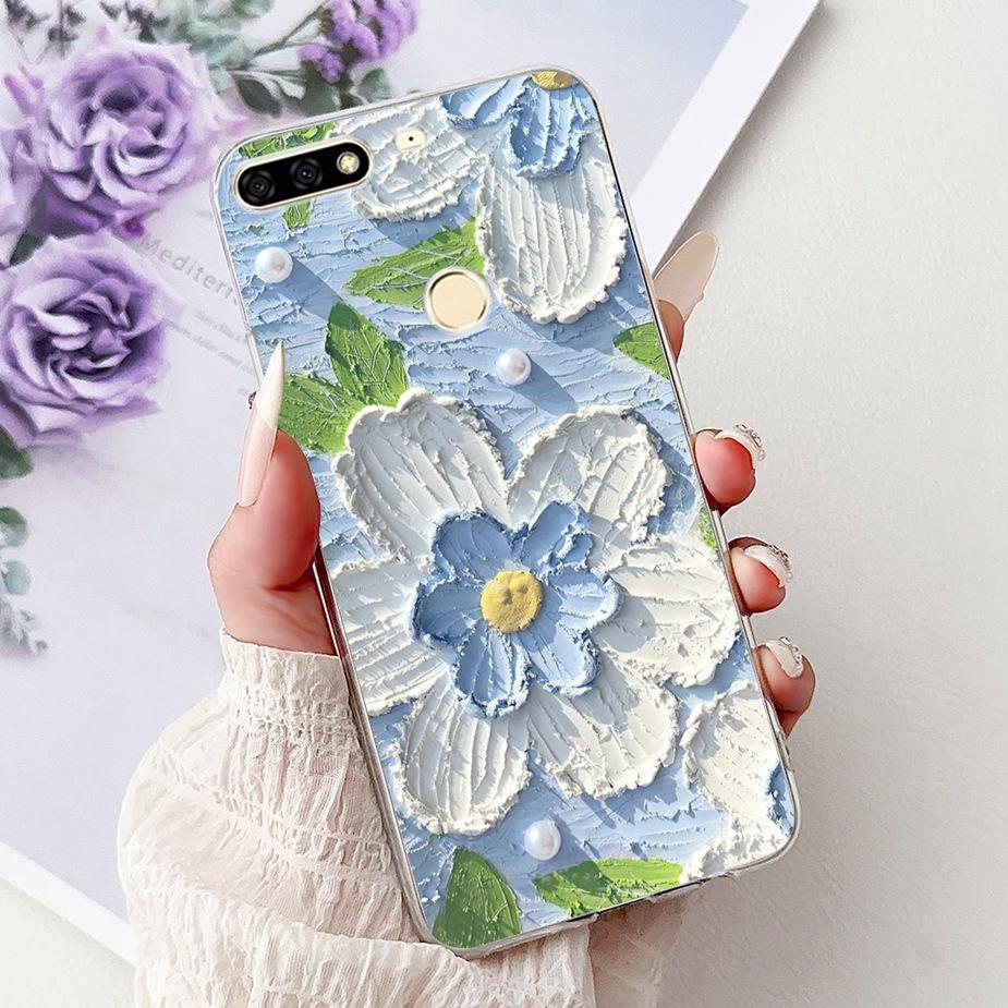 For Huawei Y7 Prime 2018 Case Nova2 Lite Luxury Painted Cover Soft Slim Phone Case For Huawei Y7 Pro 2018 Y72018 Back Cover Bags