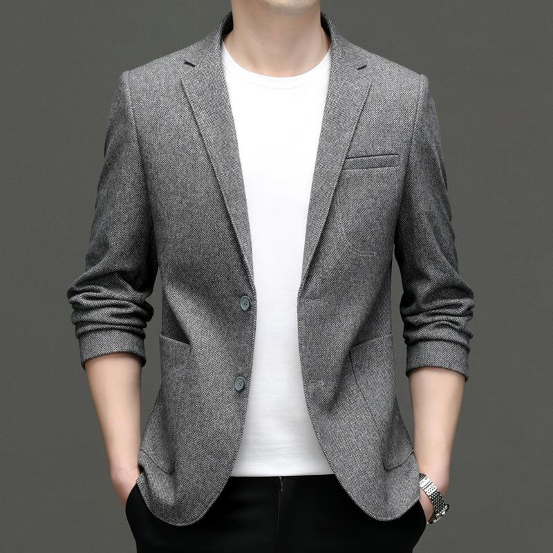 

Весна и осень новый стиль шерстяной костюм мужской облегающий неглаженный шерстяной маленький костюм мужской шерстяной повседневный пиджак мужской 4XL