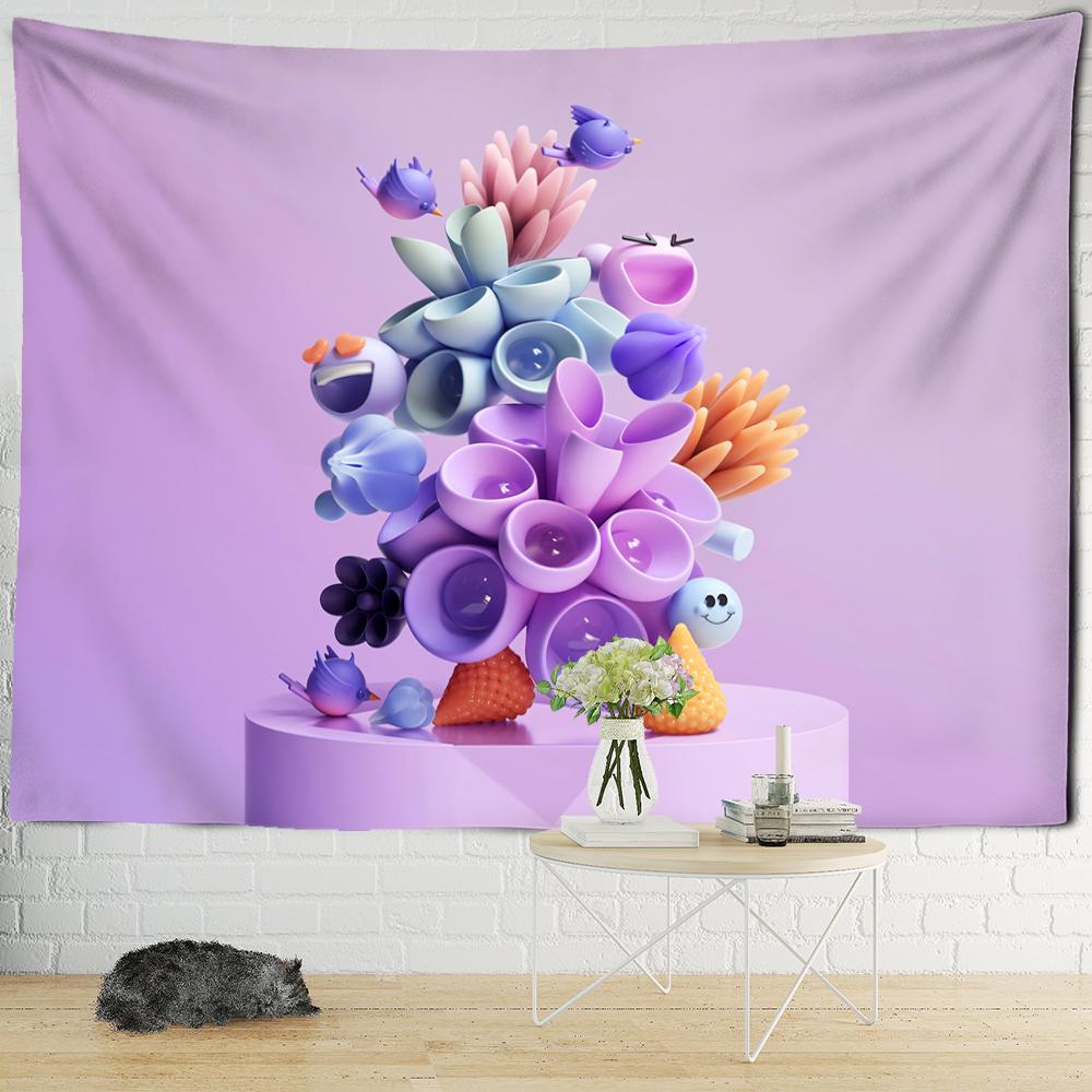 Colorful Expression Model Tapestry Wall Hanging Cartoon Kawaii Hippie Tapiz Art Simple Room Home Decor