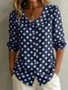 1116 New European and American Retro Polka Dot Lotus Leaf Collar Shirt Women, Loose Seven-point Bubble Sleeve Shirt Commuting Versatile