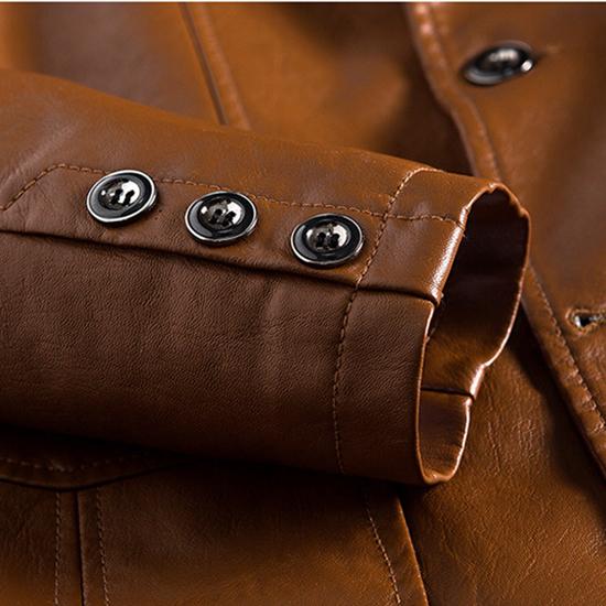 Leather Men's Korean Version Trend Slim Fitting Fashion Business Jacket Men's Jacket Autumn and Winter Motorcycle Leather Jacket Men's Clothing