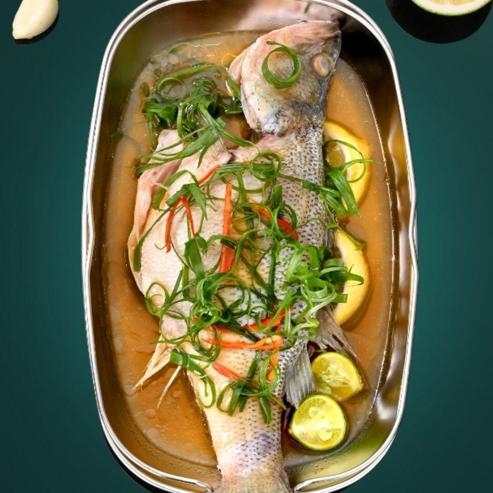 Heat-resistant Fish Serving Plate Stainless Steel Steaming Tray Durable Serving Tray  Cooking