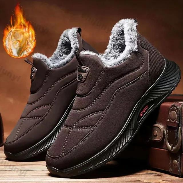 Fashion Winter Cotton Shoes for Men, Fashionable and Plush Warm Casual Shoes, Anti Slip and Comfortable,lightweight Outdoor Sports Shoes