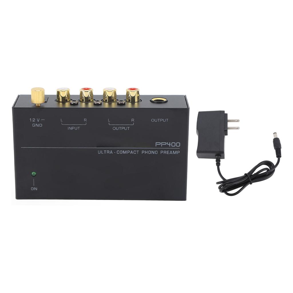 PP400 Phono Preamp Ultra Compact Phono Turntable Preamp Preamplifier for Record Player 100‑240V US Plug