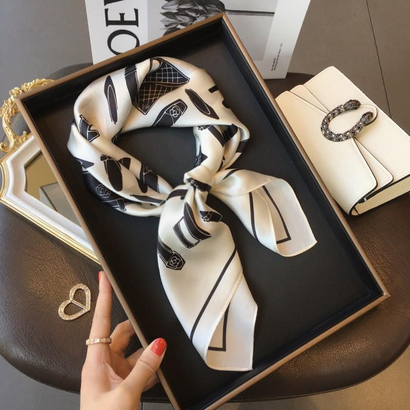 Silk 100% Mulberry Scarf Women's Spring Autumn New Style All-matching 70cm Small Square