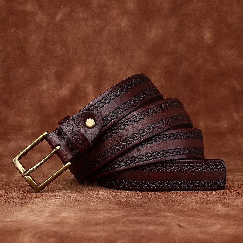 

Италия импортный растительный дубленый первый слой коровьей кожи ремень женский кожаный модный повседневный индивидуальный ретро тисненый ремень женский 95cm