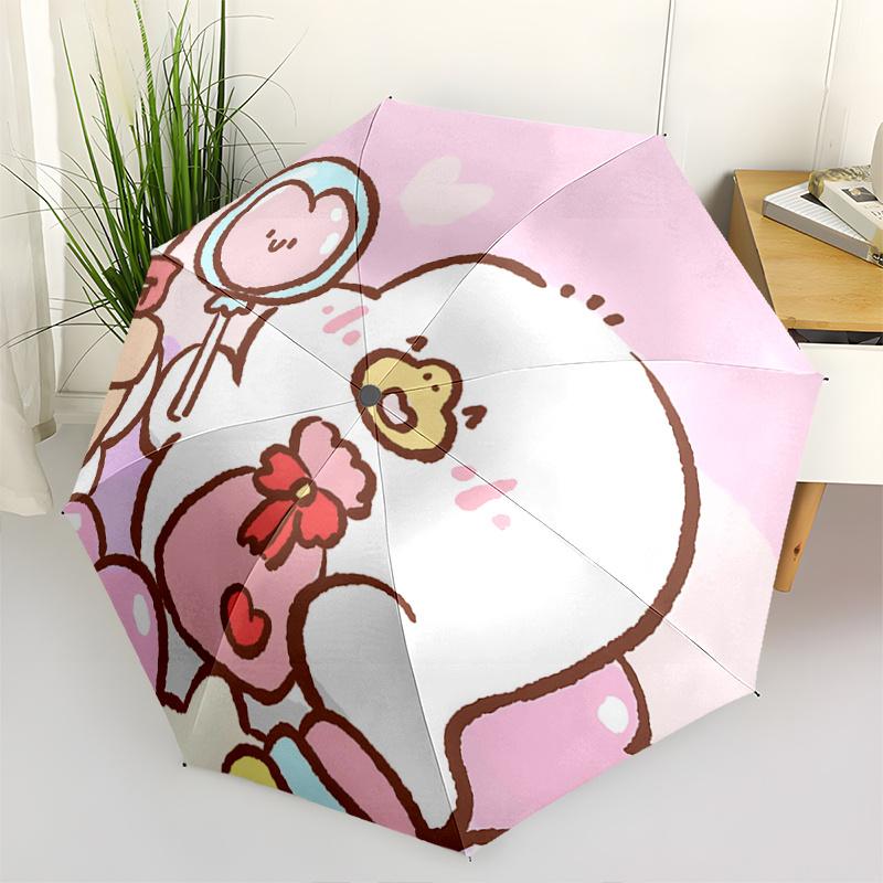 

1pc Love Heart Mirror & Gift Bag: Automatic Opening/Closing Umbrella with Foldable Design, Iron Frame, Outdoor Use, Perfect Festival Gift for Fans, Tr