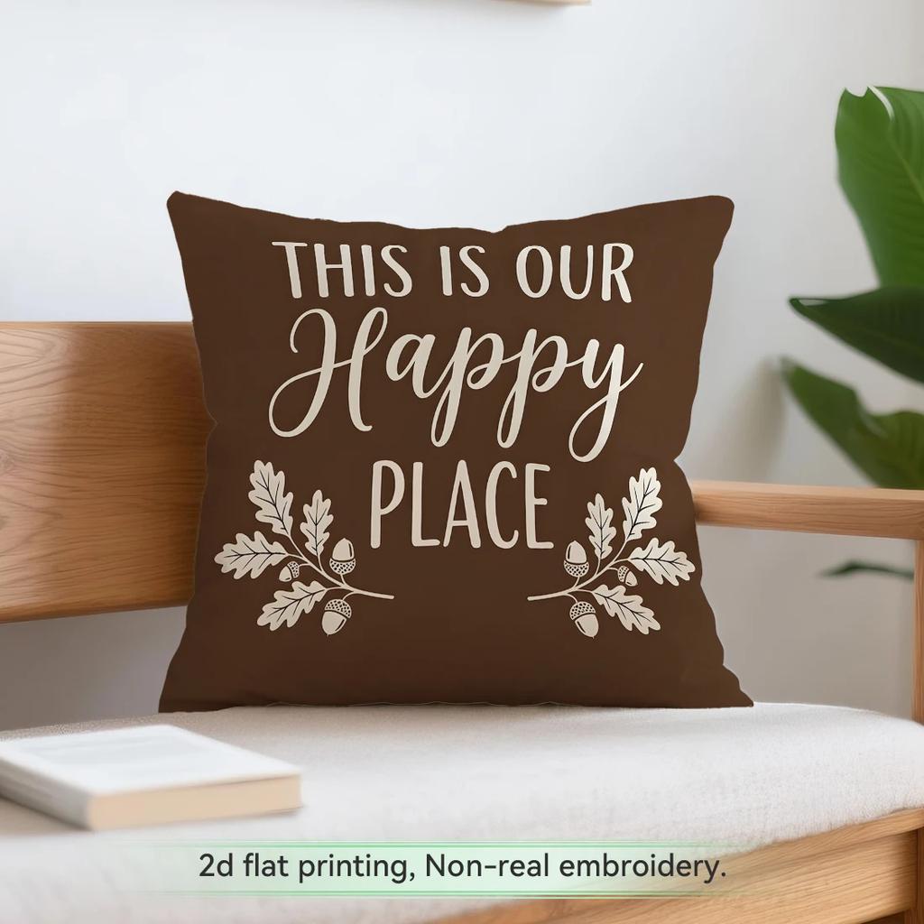 1pcs Autumn Warm Brown Floral Cushions Pillowcase Polyester Cushion Cover Throw Pillow Pillowcover Home Car Sofa Decor