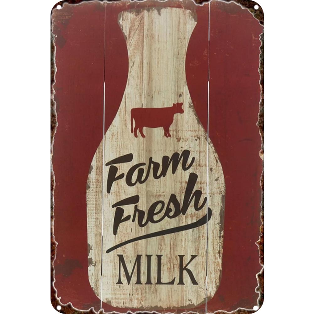 Vintage Metal Cattle Milk Tin Sign Rectangular Iron Painting Home Wall Decor