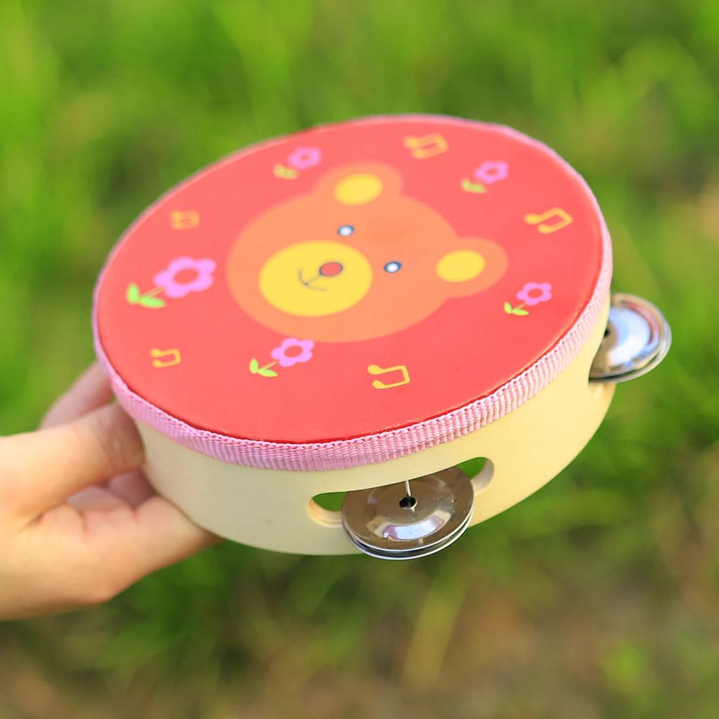 IRIN 6 Inch Children's Tambourine Cartoon Hand Drum For Children's Enlightenment Education Percussion Instruments Tools