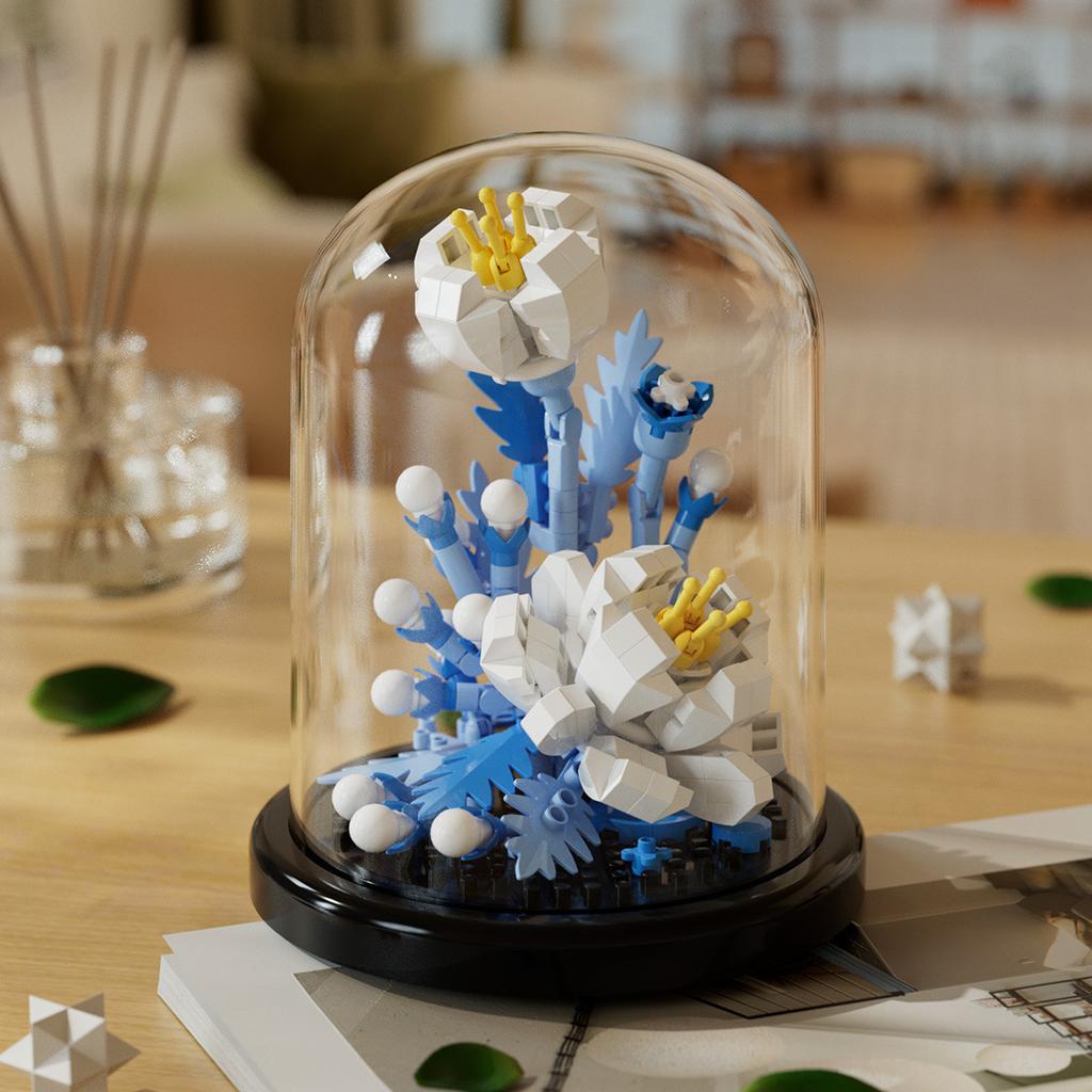 Mattoncini Creativi, Casa sull'Albero Fior di Ciliegio, Mattoncini Eterni, Mazzi di Garofani con Coperchi Protettivi, Giocattoli di Assemblaggio per Bambini