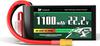 Lipo Battery 6S 22.2V 1100mAh 120C with XT60 Connector – High Power for RC Models – Soft Case, Silicone Wire