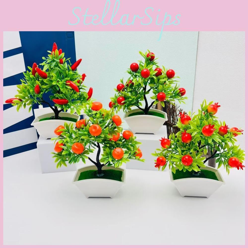 Fruit Oranges Faux Tree Potted Plant For Office Desk And Photography Background