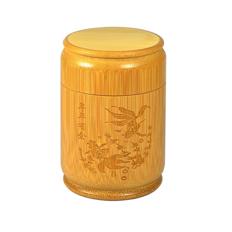 

Handmade Bamboo Tea Storage Box Chinese Carved Tea Canister Lid Seal Kitchen Storage Jars Accessories Spice Box Organizer