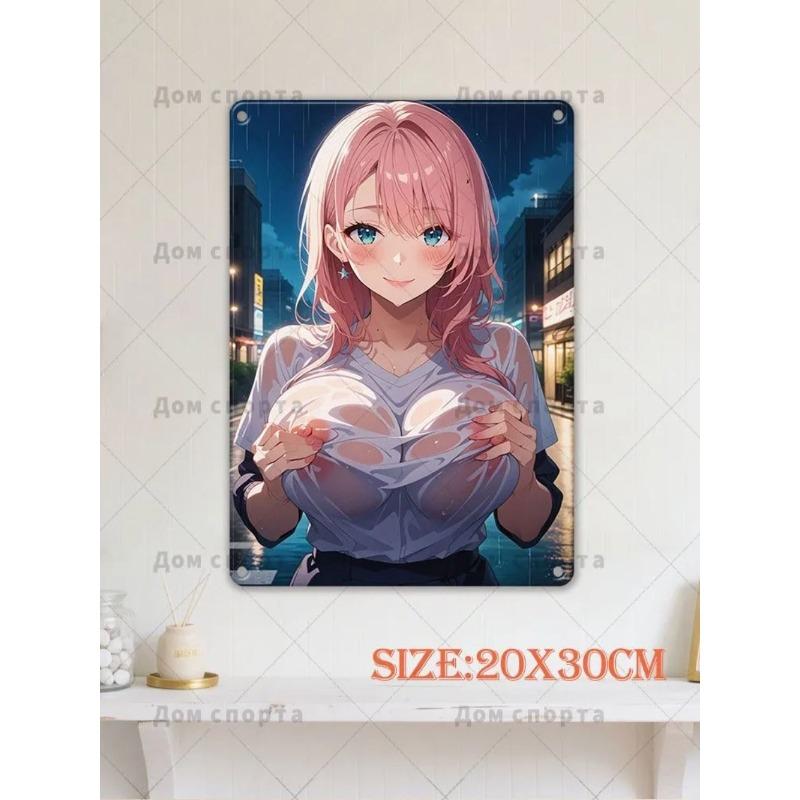 Anime Girl Metal Wall Art, Door Wall Decor 30x20cm