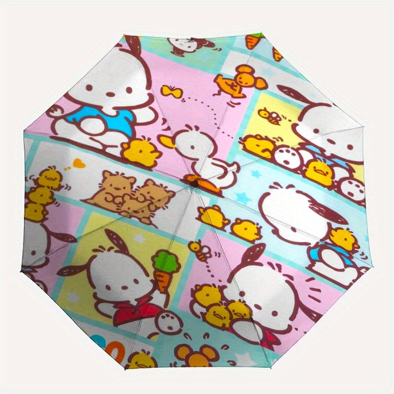 Carrot Small Animal Pochacco Automatic Open/CloseUmbrella-CuteUmbrella with Cute Design, Portable 3-Fold Compact Umbrella for Men & Women, Valentine's
