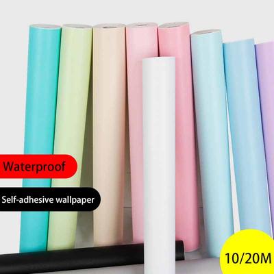 Self-Adhesive PVC Wallpaper Solid Color Waterproof Peel & Stick Wall Covering Removable Wall Decor