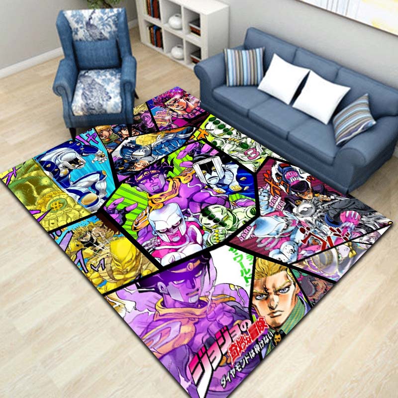 3D Classic Anime J-JoJo's Bizarre Adventure Game Printed Carpet Tea Table Living Room Bedroom Decoration Anti slip Carpet Gift