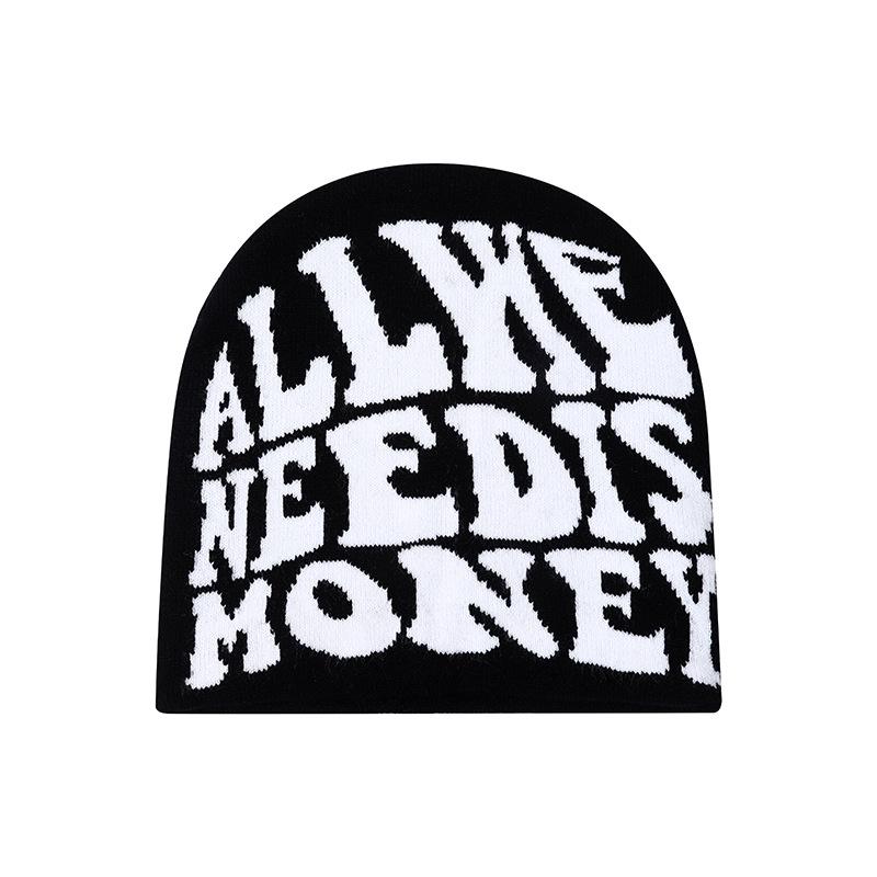 Punk Letter Jacquard Knit Woolen Beanie - Winter Fashion Hip-hop Hat