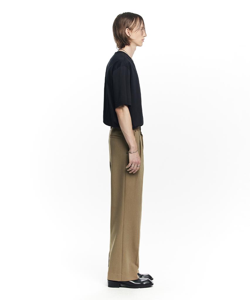 MAISON MINED Saint Two Tuck Wide Pants Beige