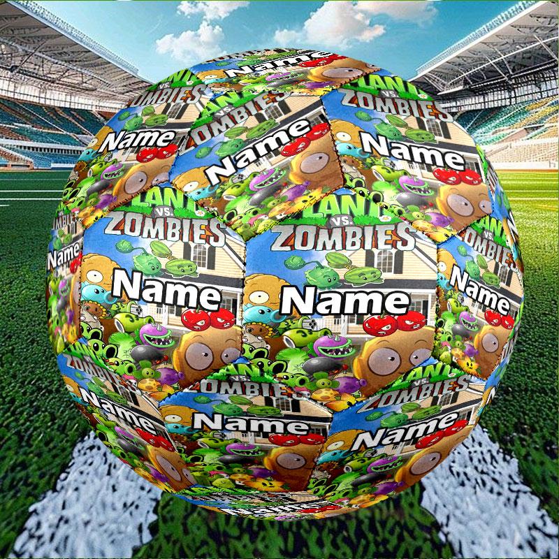 Custom Name Personalized Plants vs. Zombies Print Size 5 Soccer Ball Training & Match Football, for Team, Kicking, Gift for Football Enthusiasts