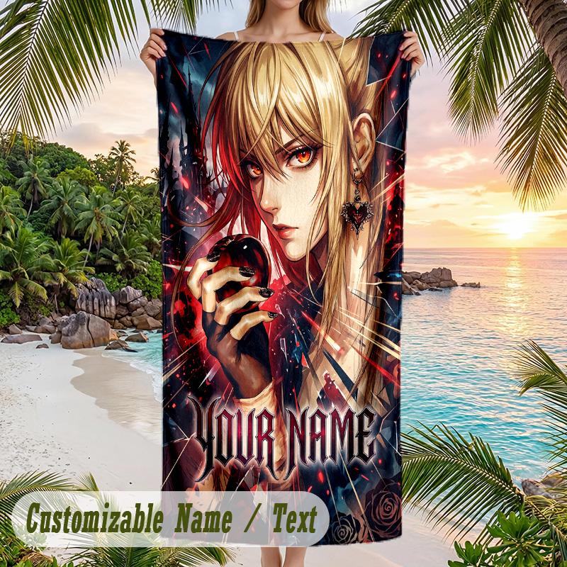 Death Note Beach Towel, Personalized Custom Name Text, Quick Dry Large Absorbent Towel For Beach Pool
