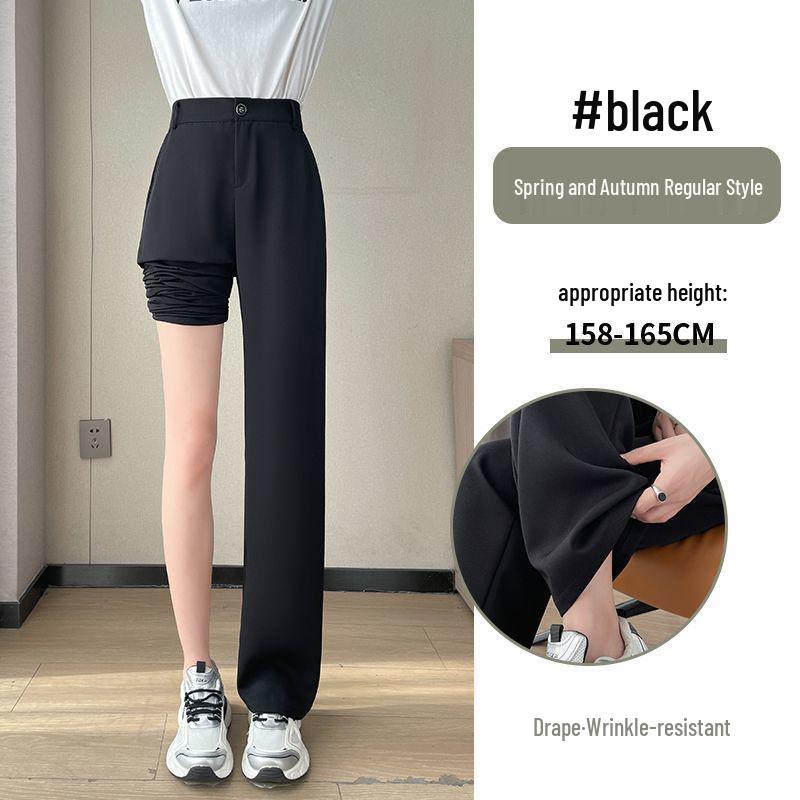 Schwarze High-Waist Straight-Leg Hosen für Damen, Slim Fit, für Frühling/Sommer 2026