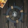Rosenice Wooden Ship Wheel Nautical Boat Ship Wheel Wall Decor Dark Blue