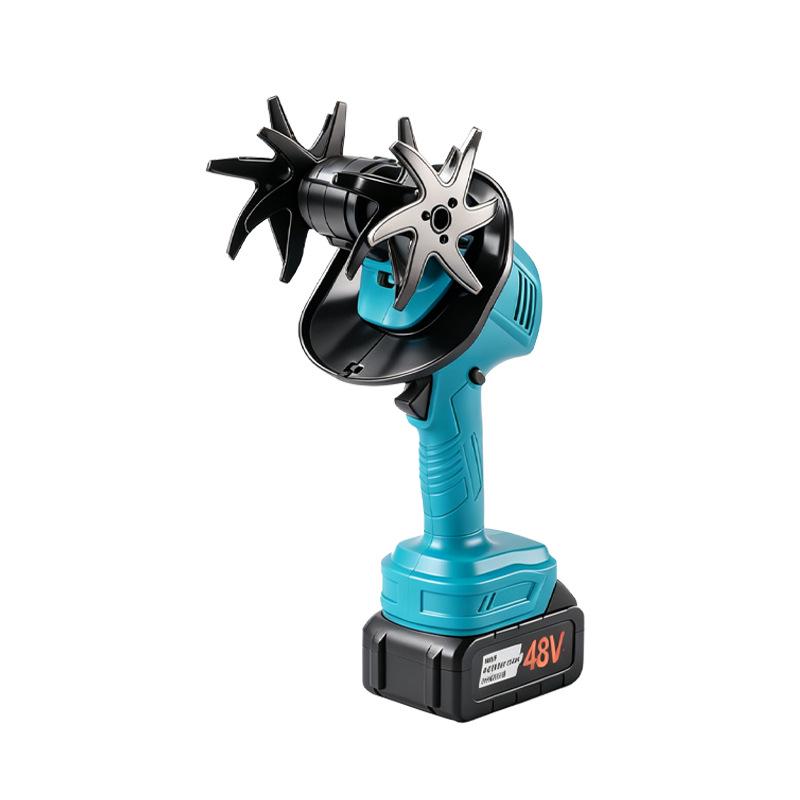 New Lithium Battery Micro Tiller: Four-Blade Soil Loosener for Home Gardening