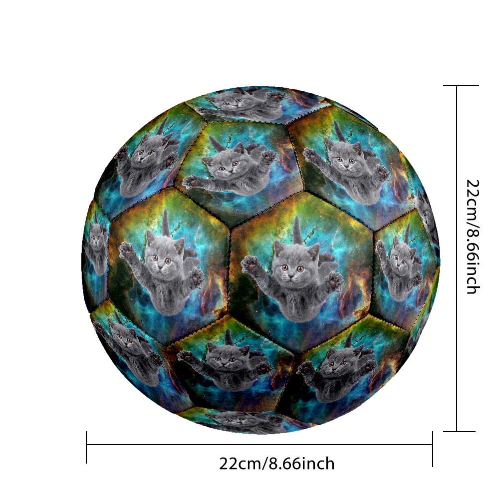 Galaxy Cat Dog Indoor Soccer Ball Size 5 Colorful All Ages Machine Stitched PVC Competition Ready Durable High-Bounce