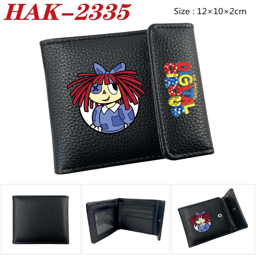 The Amazing Digital Circus PU Leather Wallet Black Snap Closure Anime Short Card Holder for Men Women