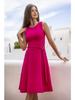 Elegant Midi Dress with Straps and a Belt, Raspberry XL