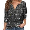 Women's Fashion Long,Sleeve Half,Zip Sequined Top