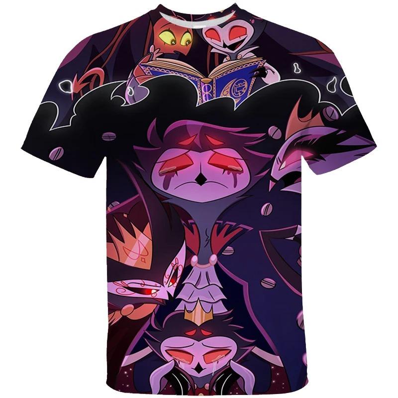 

Детские футболки Hazbin Hotel с 3D Prited, летняя футболка с короткими рукавами для мужчин и детей, популярная модная уличная одежда для взрослых, детская одежда 130