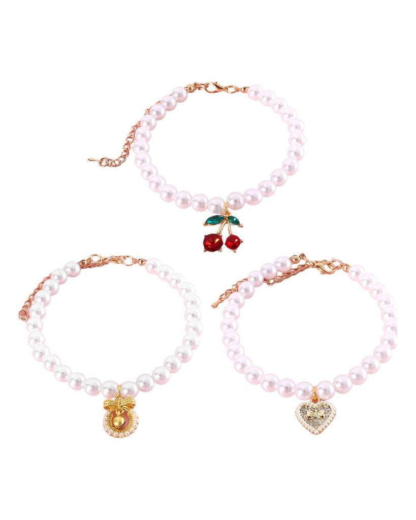 Przyciągający wzrok, wykwintny wisiorek dla kota, psa, wiśni, sztuczna obroża z perłami. Artykuły dla zwierząt