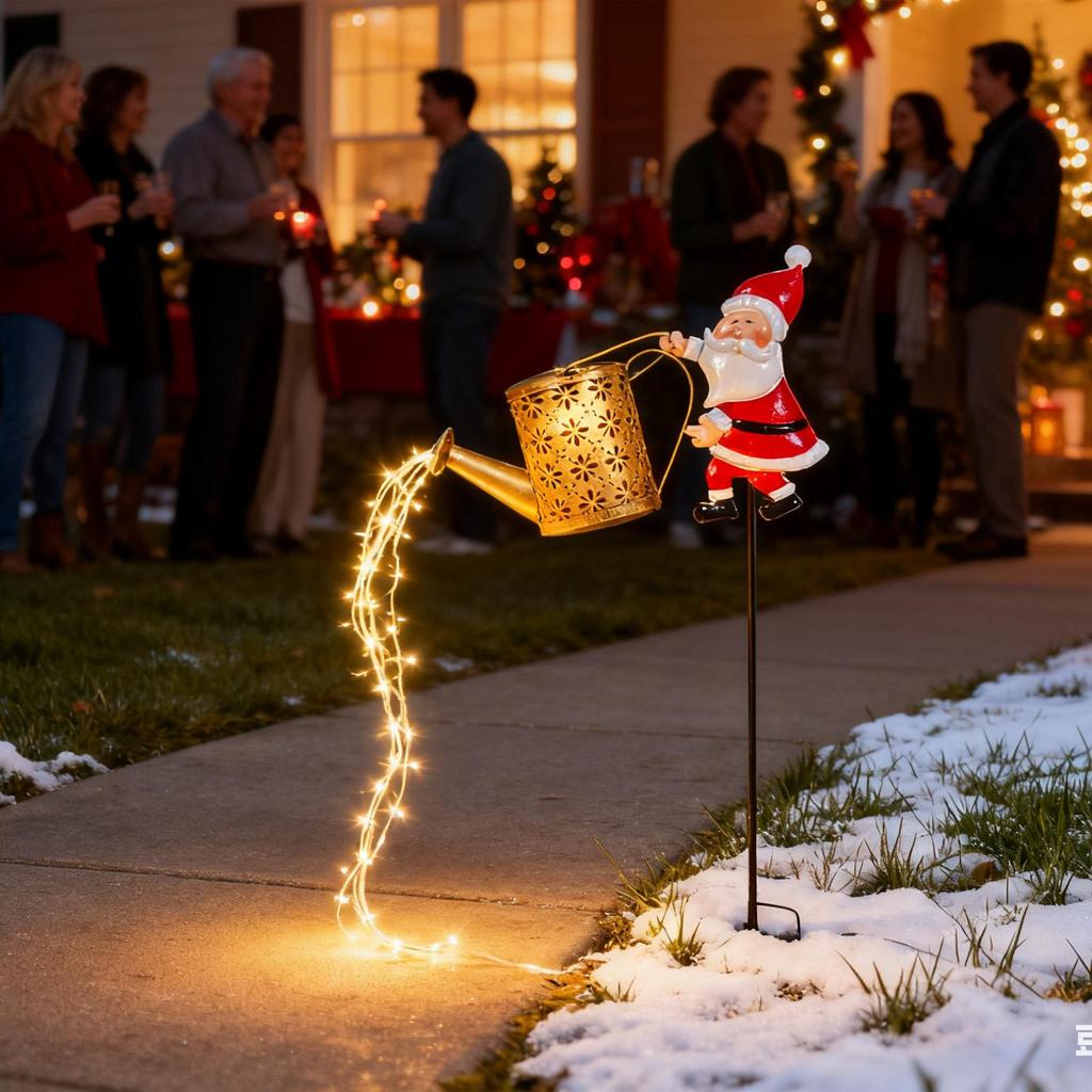 Christmas Solar Kettle Lights Garden Lawn Decorations Santa Claus Kettle Ground Lamp Solar LED Night Lights xmas Outdoor Decor